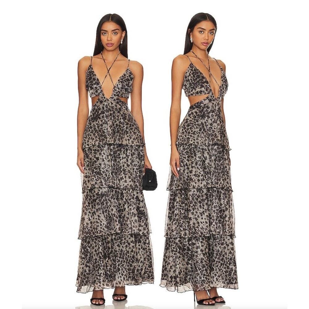 NEW NWT Line + Dot Verona Dress size Animal Print Maxi Small